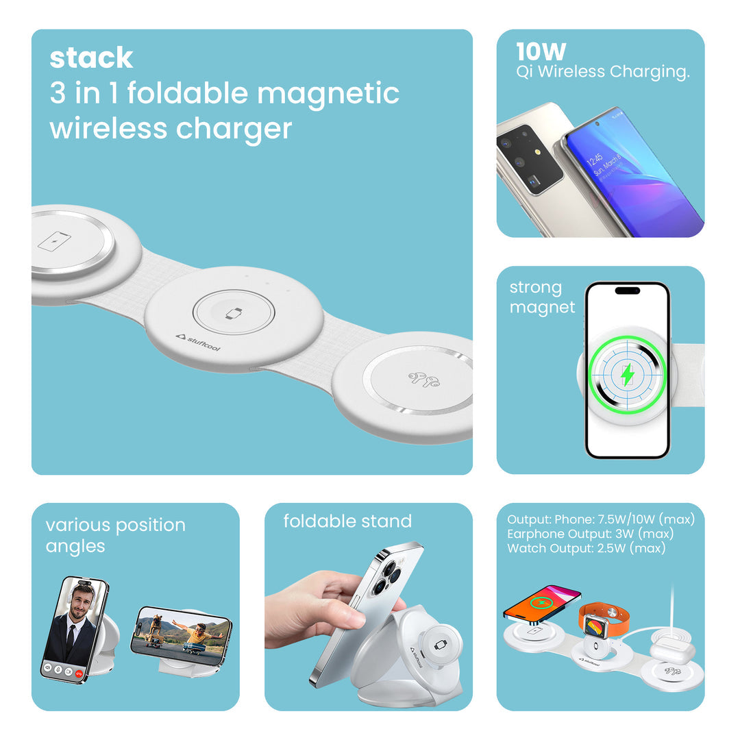 3 in 1 Magnetic Foldable MagSafe Compatible Wireless Charger